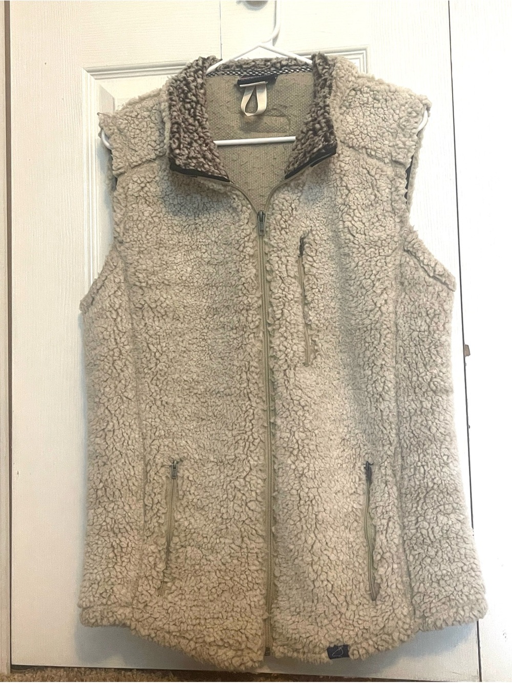 Women's Cream Sherpa Vest with Zip Front